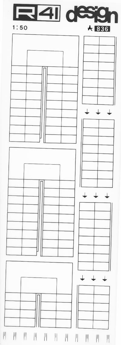 trasferibilir41 Scale in pianta, NERO. Trasferelli-Trasferibili R41 in fogli 9x25cm. p. 313 .