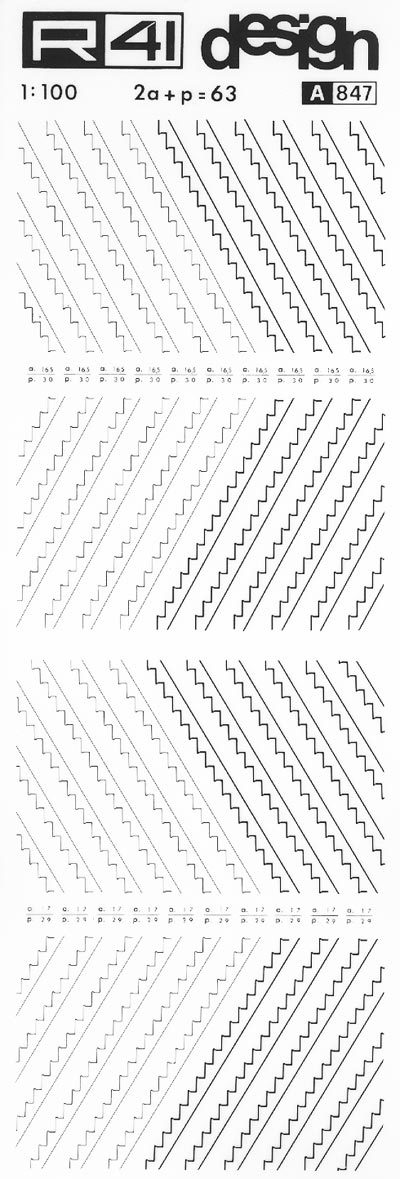 trasferibilir41 Scale in sezione, NERO. Trasferelli-Trasferibili R41 in fogli 9x25cm. p. 312 .