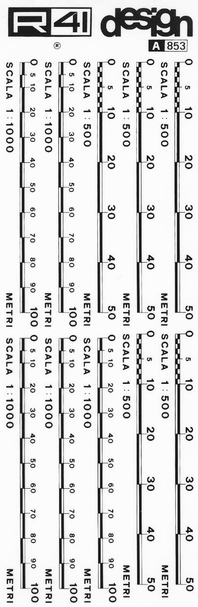 trasferibilir41 Scale metriche, NERO. Trasferelli-Trasferibili R41 in fogli 9x25cm. p. 311 .