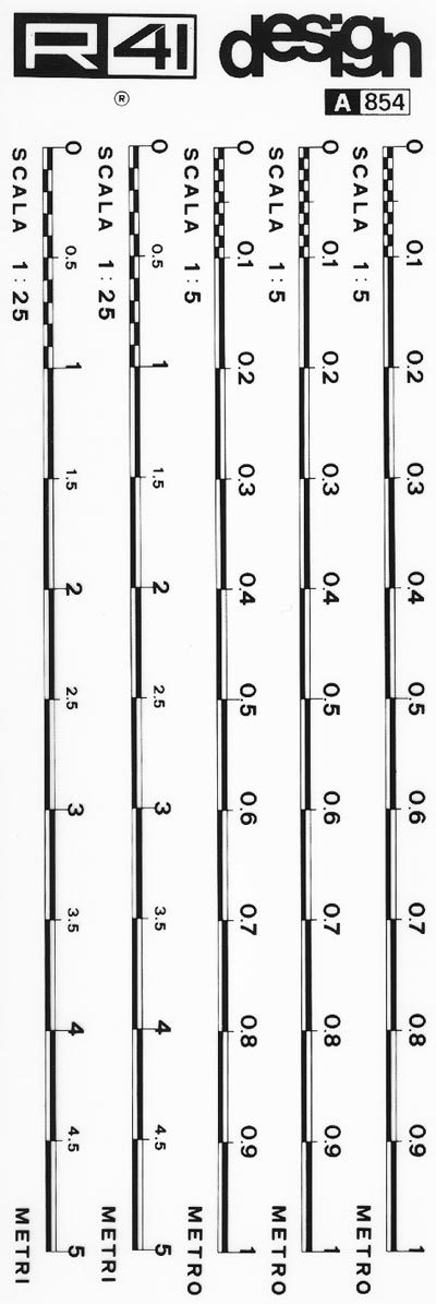 trasferibilir41 Scale metriche, NERO. Trasferelli-Trasferibili R41 in fogli 9x25cm. p. 311 .