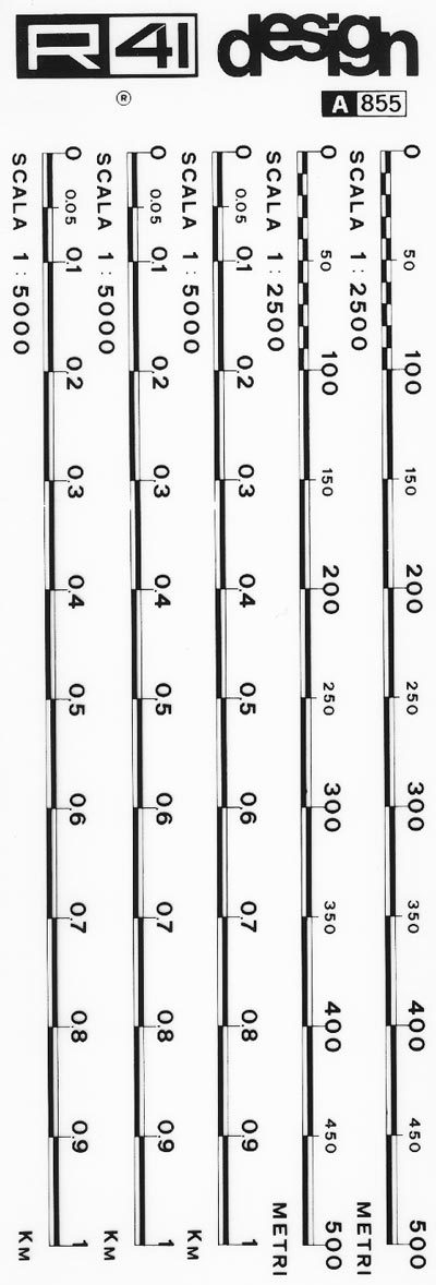 trasferibilir41 Scale metriche, NERO. Trasferelli-Trasferibili R41 in fogli 9x25cm. p. 311 .