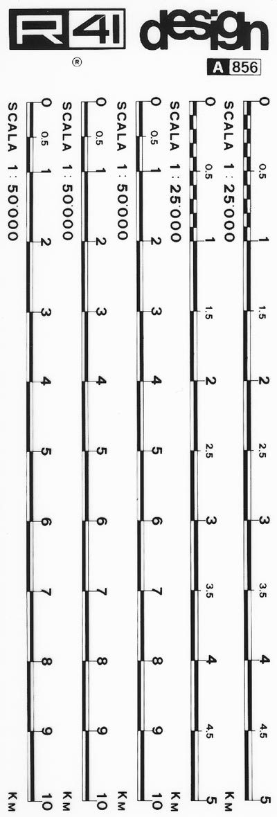 trasferibilir41 Scale metriche, NERO. Trasferelli-Trasferibili R41 in fogli 9x25cm. p. 311 .