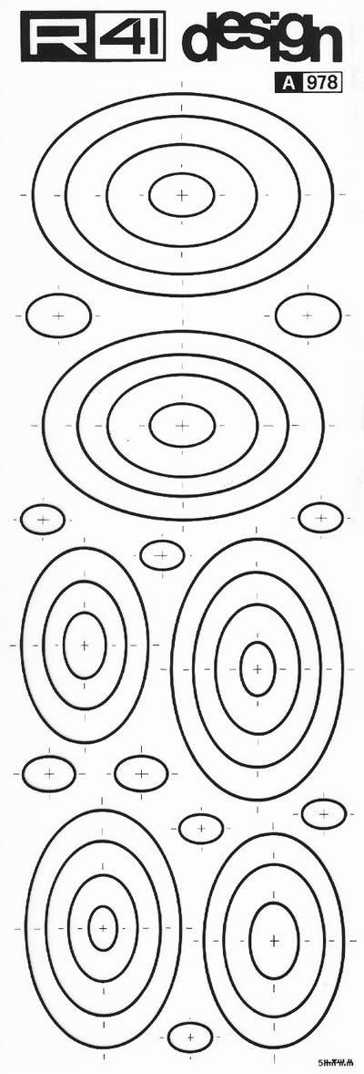 trasferibilir41 Ellissi, NERO. Trasferelli-Trasferibili R41 in fogli 9x25cm. p. 309 .
