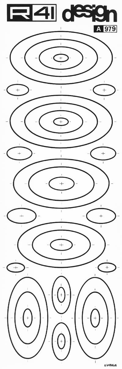 trasferibilir41 Ellissi, NERO. Trasferelli-Trasferibili R41 in fogli 9x25cm. p. 309 .