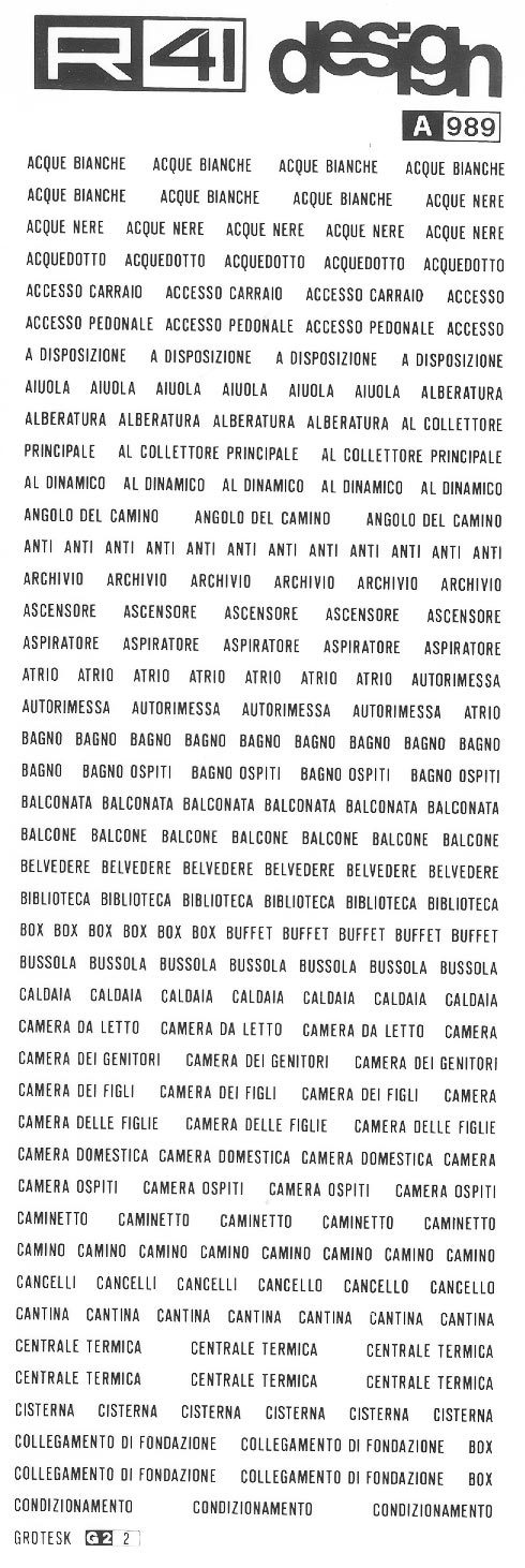 trasferibilir41 Nomenclatura edile, NERO. Trasferelli-Trasferibili R41 in fogli 9x25cm .