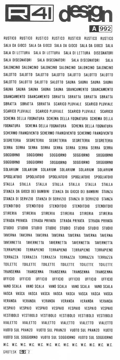 trasferibilir41 Nomenclatura edile, NERO. Trasferelli-Trasferibili R41 in fogli 9x25cm .