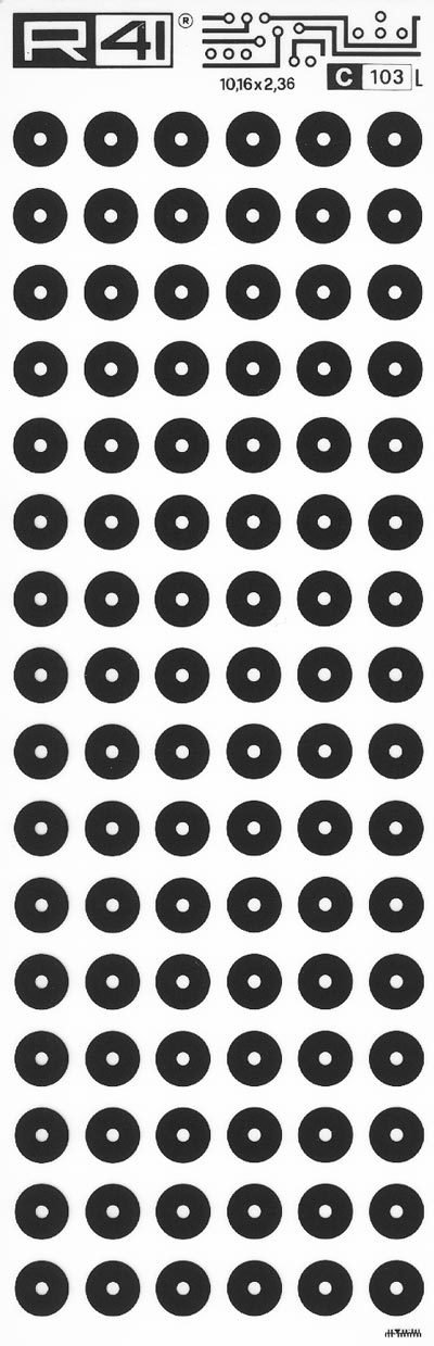 trasferibilir41 Circle pads, NERO. Trasferelli-Trasferibili R41 in fogli 9x25cm. p. 712 .