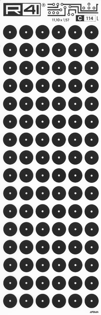 trasferibilir41 Circle pads, NERO. Trasferelli-Trasferibili R41 in fogli 9x25cm. p. 712 .