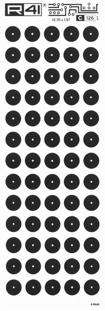 trasferibilir41 Circle pads, NERO. Trasferelli-Trasferibili R41 in fogli 9x25cm. p. 713 .