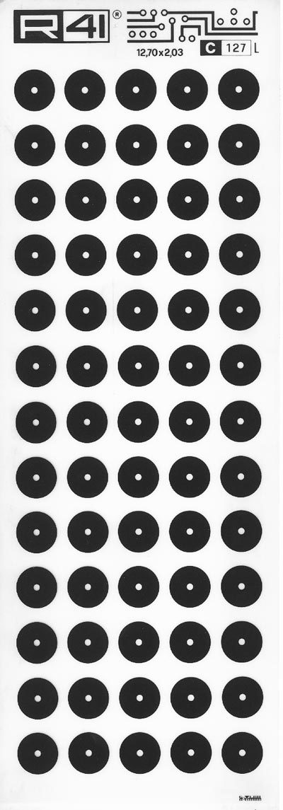 trasferibilir41 Circle pads, NERO. Trasferelli-Trasferibili R41 in fogli 9x25cm. p. 713 .