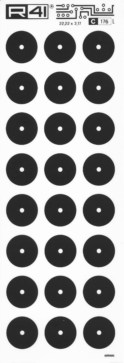 trasferibilir41 Circle pads, NERO. Trasferelli-Trasferibili R41 in fogli 9x25cm. p. 714 .