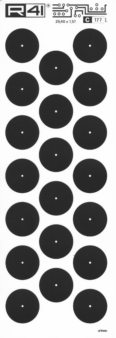 trasferibilir41 Circle pads, NERO. Trasferelli-Trasferibili R41 in fogli 9x25cm. p. 714 .