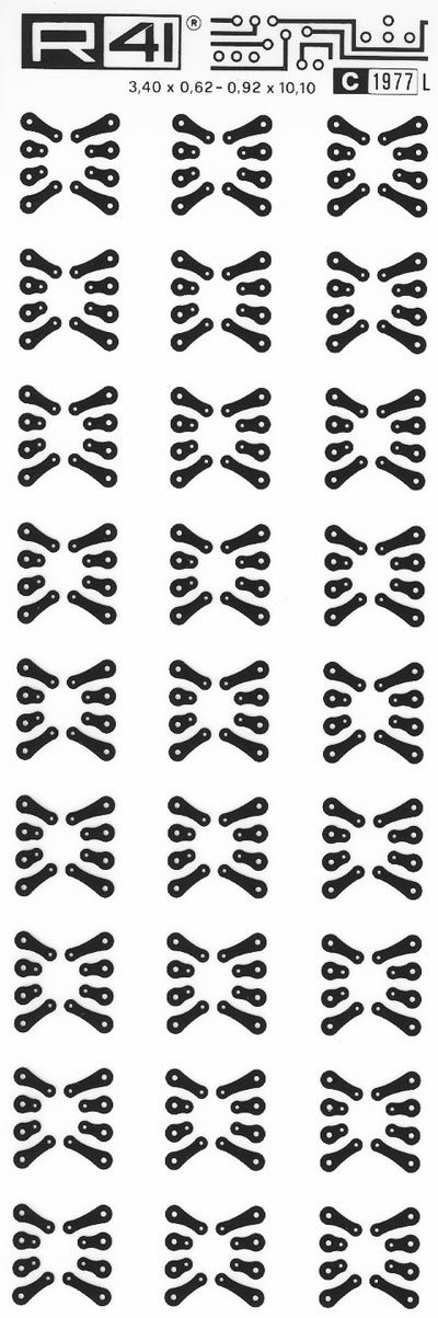 trasferibilir41 Microcircuits, NERO. Trasferelli-Trasferibili R41 in fogli 9x25cm. p. 726 .