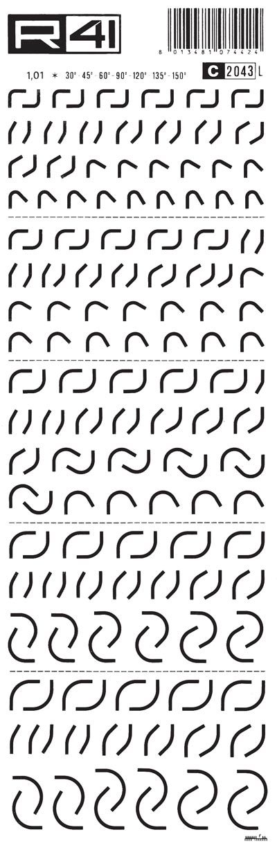 trasferibilir41 Elbow, NERO. Trasferibili R41 in fogli 9x25cm .