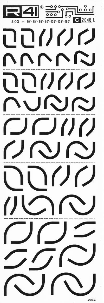 trasferibilir41 Elbow, NERO. Trasferelli-Trasferibili R41 in fogli 9x25cm. p. 738 .