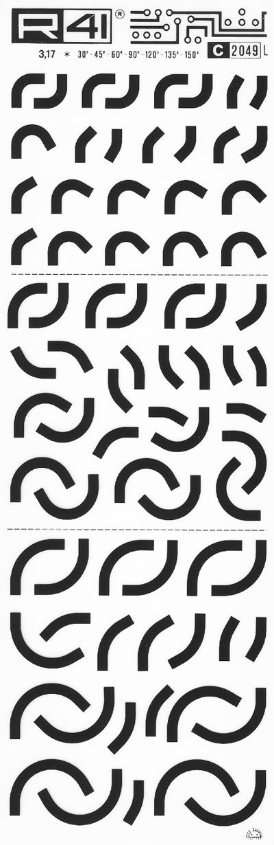 trasferibilir41 Elbow, NERO. Trasferelli-Trasferibili R41 in fogli 9x25cm. p. 738 .