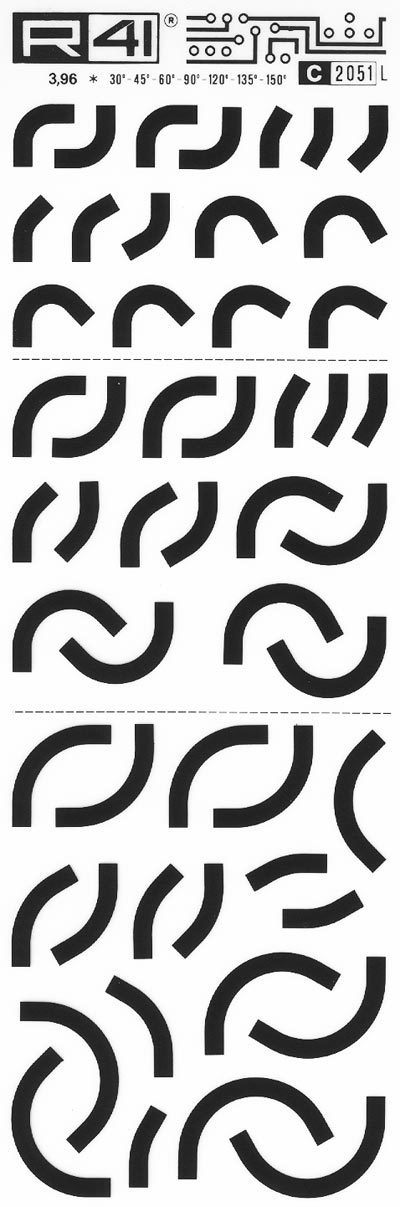 trasferibilir41 Elbow, NERO. Trasferelli-Trasferibili R41 in fogli 9x25cm. p. 739 .