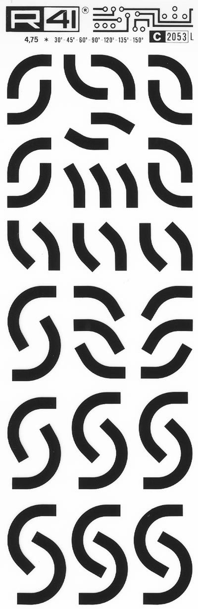 trasferibilir41 Elbow, NERO. Trasferelli-Trasferibili R41 in fogli 9x25cm. p. 739 .