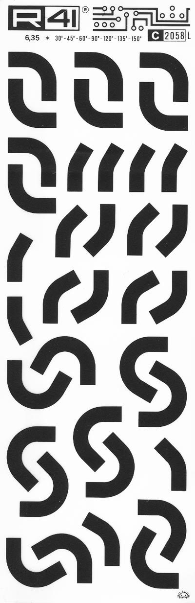 trasferibilir41 Elbow, NERO. Trasferelli-Trasferibili R41 in fogli 9x25cm. p. 739 .