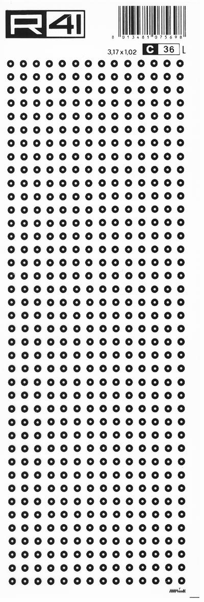 trasferibilir41 Circle pads, NERO. Trasferelli-Trasferibili R41 in fogli 9x25cm. p. 709 .