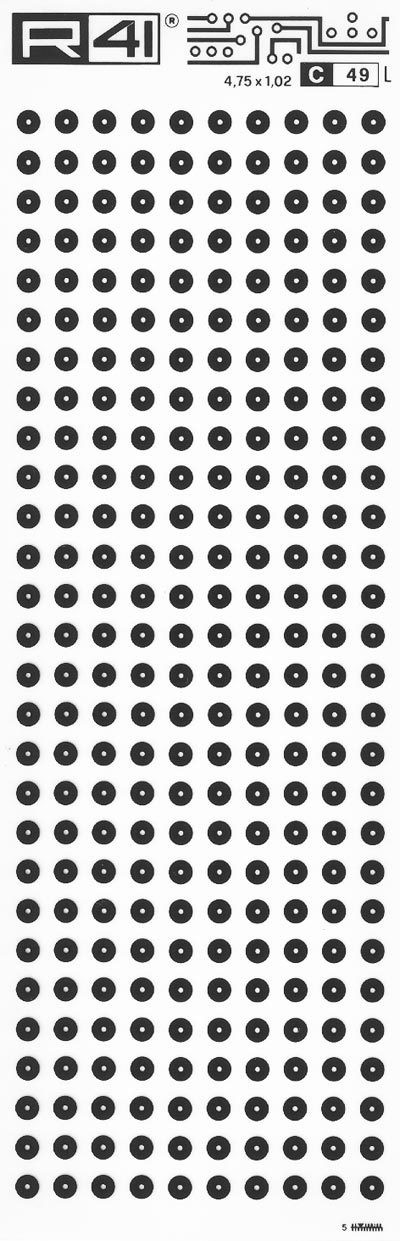 trasferibilir41 Circle pads, NERO. Trasferelli-Trasferibili R41 in fogli 9x25cm. p. 710 .