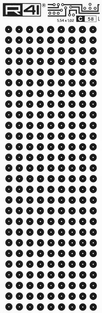 trasferibilir41 Circle pads, NERO. Trasferelli-Trasferibili R41 in fogli 9x25cm. p. 710 .