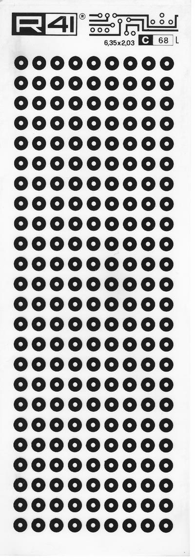 trasferibilir41 Circle pads, NERO. Trasferelli-Trasferibili R41 in fogli 9x25cm. p. 711 .