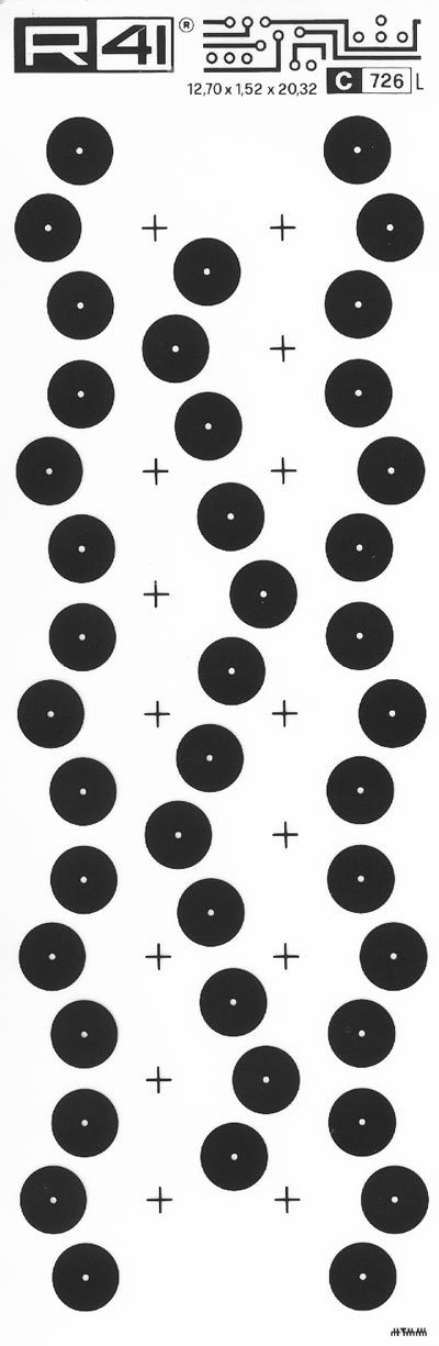 trasferibilir41 Transistors, NERO. Trasferelli-Trasferibili R41 in fogli 9x25cm. p. 721 .