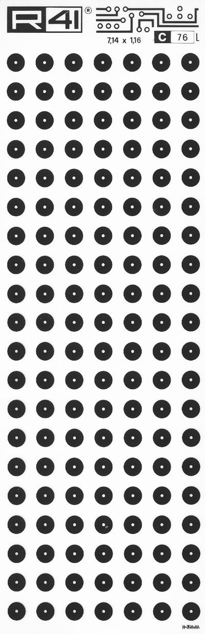 trasferibilir41 Circle pads, NERO. Trasferelli-Trasferibili R41 in fogli 9x25cm. p. 711 .