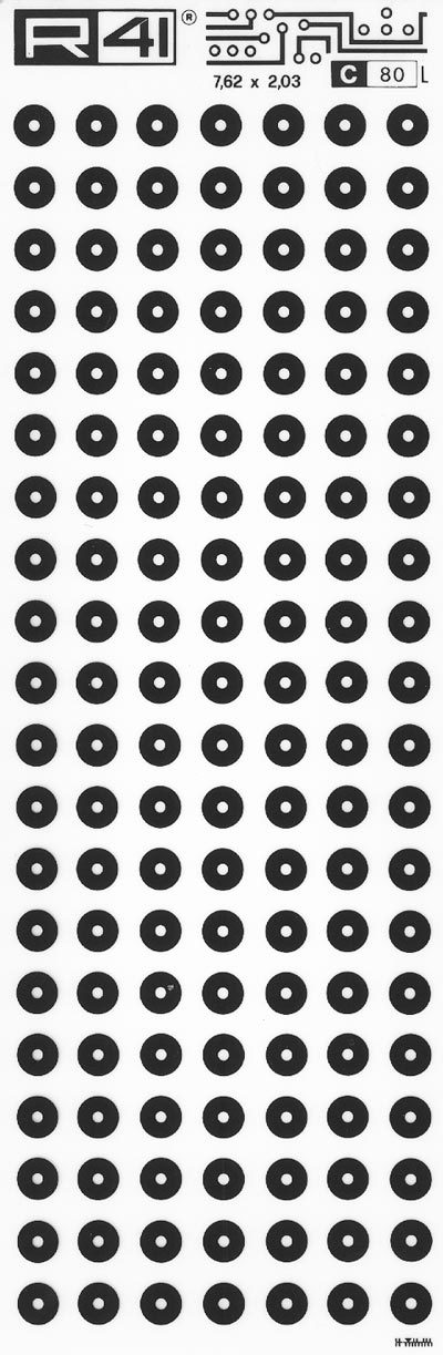 trasferibilir41 Circle pads, NERO. Trasferelli-Trasferibili R41 in fogli 9x25cm. p. 711 .