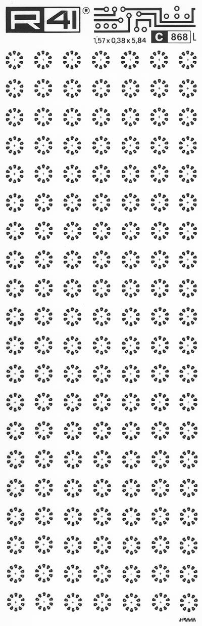 trasferibilir41 Microcircuits, NERO. Trasferelli-Trasferibili R41 in fogli 9x25cm. p. 724 .