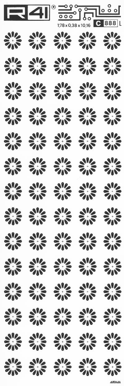 trasferibilir41 Microcircuits, NERO. Trasferelli-Trasferibili R41 in fogli 9x25cm. p. 725 .