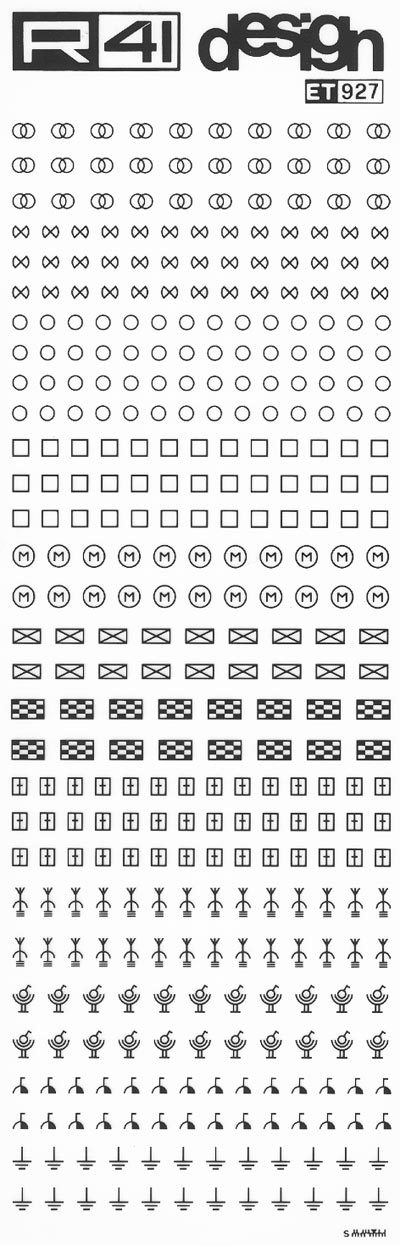 trasferibilir41 Per impiantistica, NERO. Trasferelli-Trasferibili R41 in fogli 9x25cm. p. 781 .