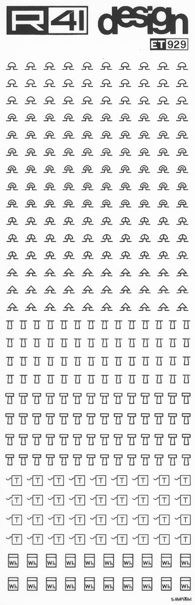 trasferibilir41 Per impiantistica, NERO. Trasferelli-Trasferibili R41 in fogli 9x25cm. p. 781 .