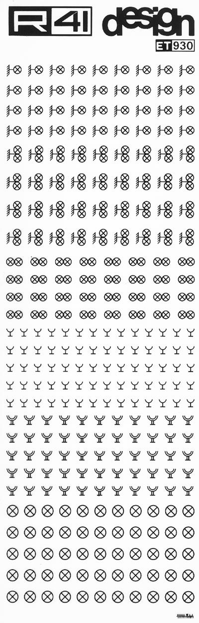 trasferibilir41 Per impiantistica, NERO. Trasferelli-Trasferibili R41 in fogli 9x25cm. p. 781 .