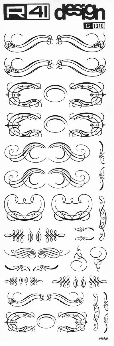 trasferibilir41 Fregi-Decorazioni, NERO. Trasferelli-Trasferibili R41 in fogli 9x25cm. p. 235 .