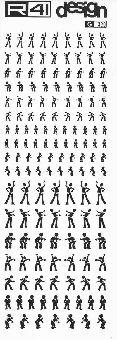 trasferibilir41 Silhouettes, NERO. Trasferelli-Trasferibili R41 in fogli 9x25cm. p. 224 .