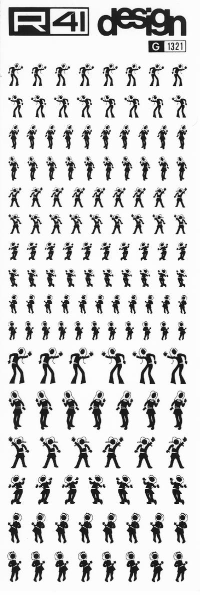 trasferibilir41 Silhouettes, NERO. Trasferelli-Trasferibili R41 in fogli 9x25cm. p. 224 .