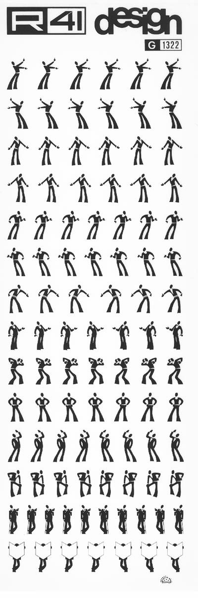 trasferibilir41 Silhouettes, NERO. Trasferelli-Trasferibili R41 in fogli 9x25cm. p. 224 .