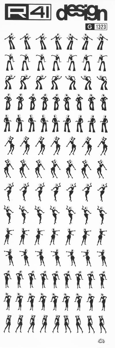 trasferibilir41 Silhouettes, NERO. Trasferelli-Trasferibili R41 in fogli 9x25cm. p. 224 .