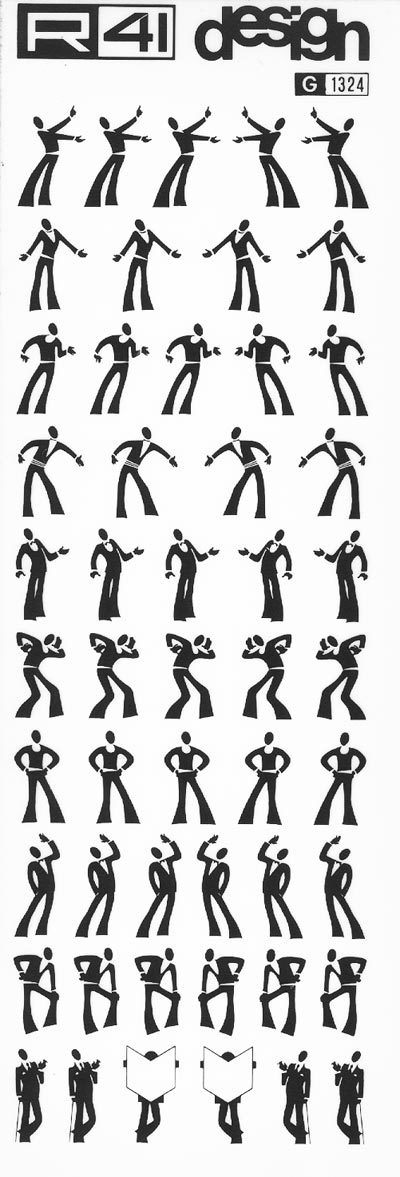 trasferibilir41 Silhouettes, NERO. Trasferelli-Trasferibili R41 in fogli 9x25cm. p. 224 .