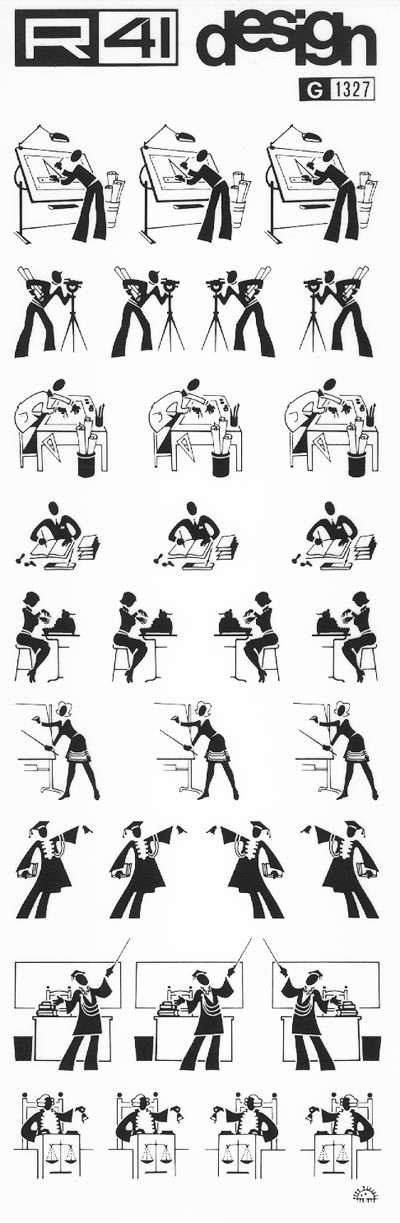 trasferibilir41 Silhouettes, NERO. Trasferelli-Trasferibili R41 in fogli 9x25cm. p. 224 .