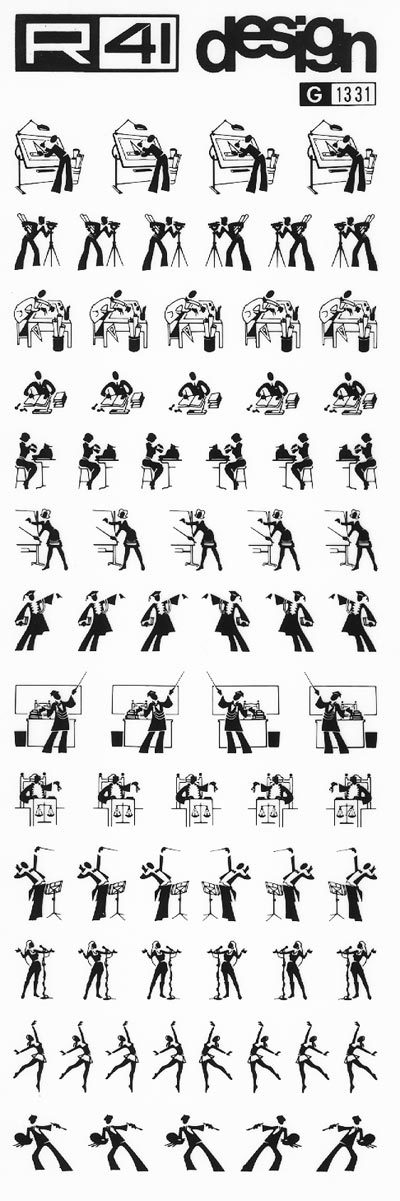 trasferibilir41 Silhouettes, NERO. Trasferelli-Trasferibili R41 in fogli 9x25cm. p. 224 .