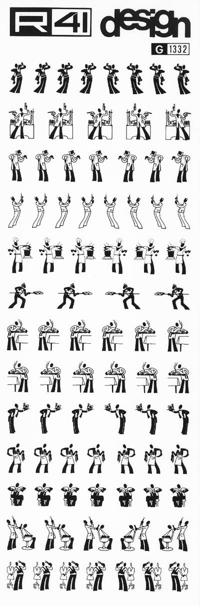 trasferibilir41 Silhouettes, NERO. Trasferelli-Trasferibili R41 in fogli 9x25cm. p. 225 .