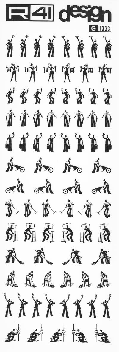 trasferibilir41 Silhouettes, NERO. Trasferelli-Trasferibili R41 in fogli 9x25cm. p. 225 .