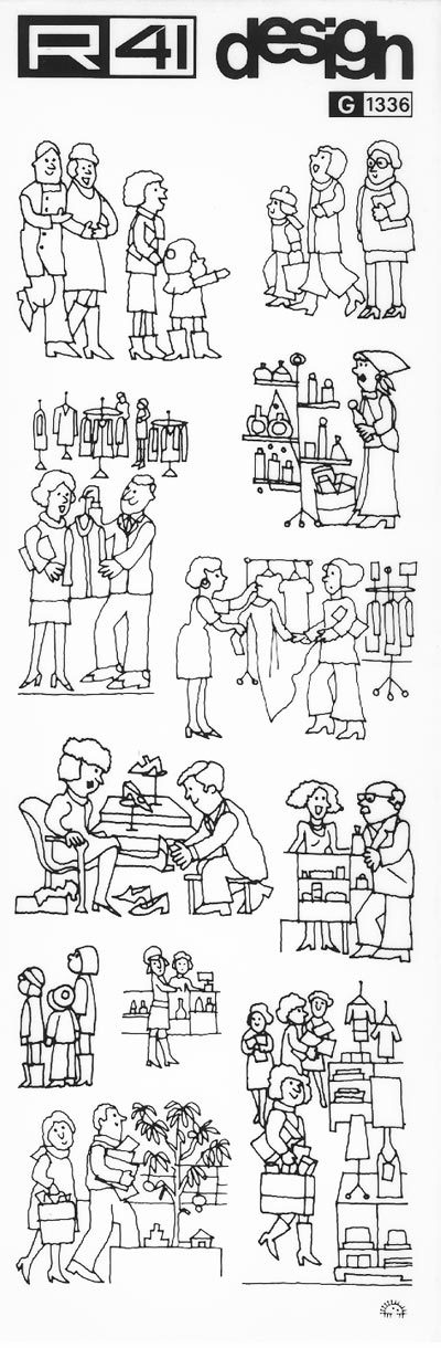 trasferibilir41 Silhouettes, NERO. Trasferelli-Trasferibili R41 in fogli 9x25cm. p. 225 .