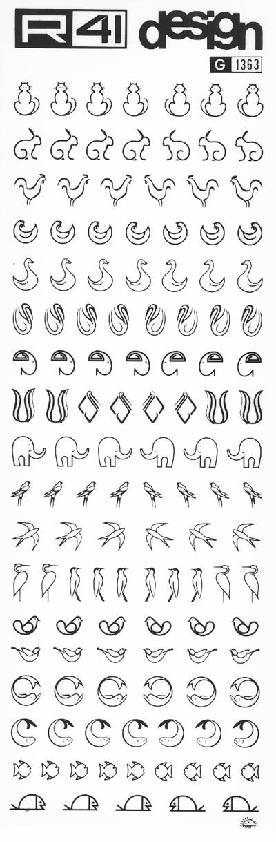 trasferibilir41 Animaletti, NERO. Trasferelli-Trasferibili R41 in fogli 9x25cm. p. 226 .