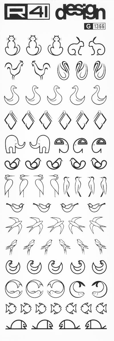 trasferibilir41 Animaletti, NERO. Trasferelli-Trasferibili R41 in fogli 9x25cm. p. 226 .