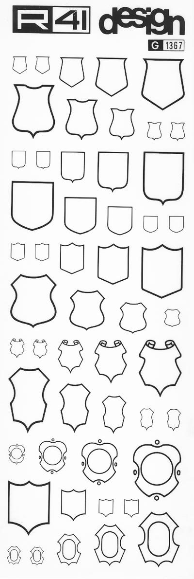 trasferibilir41 Stemmi, NERO. Trasferelli-Trasferibili R41 in fogli 9x25cm. p. 234 .