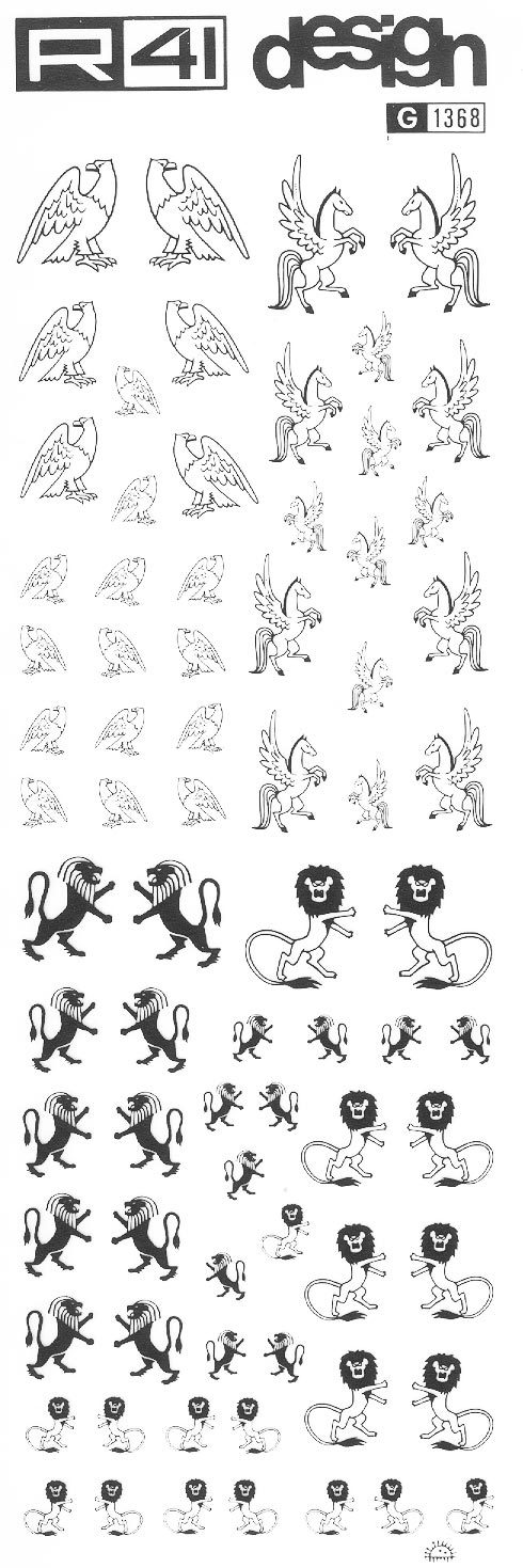 trasferibilir41 Stemmi, NERO. Trasferelli-Trasferibili R41 in fogli 9x25cm .